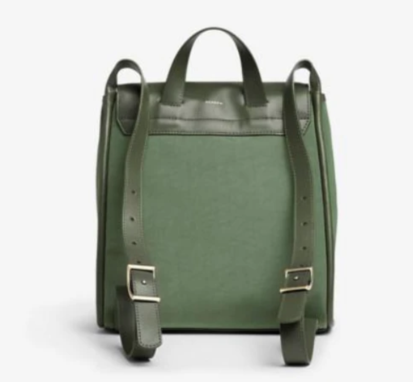 Skagen Backpack Large Green Nylon Leather Drawstring Adjustable Ebba B Luxe Fashion Finds