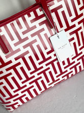 Load image into Gallery viewer, Ted Baker T Logo Large Tote White Red Shopper Detachable Pouch Glossy Vegan