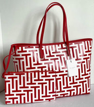Load image into Gallery viewer, Ted Baker Large Tote T Logo Red Coated Shopper w Detachable Pouch Glossy