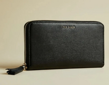 Load image into Gallery viewer, Ted Baker Women’s Robyna Continental Tassel Zip Black Leather Large Wallet