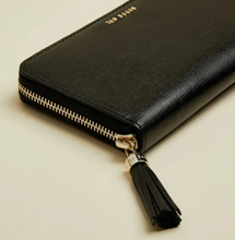 Load image into Gallery viewer, Ted Baker Women’s Robyna Continental Tassel Zip Black Leather Large Wallet