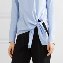 Load image into Gallery viewer, Theory Cotton Waist Tie Shirt Womens Small Blue Long Sleeve, Serah