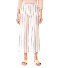 Load image into Gallery viewer, Theory Wide-leg Linen Pants Womens 10 White Striped Cropped Nadeema