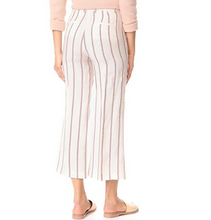 Load image into Gallery viewer, Theory Wide-leg Linen Pants Womens 10 White Striped Cropped Nadeema