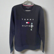 Load image into Gallery viewer, Tommy Hilfiger Sweatshirt Mens Large Blue Crew Neck Logo Cotton Pullover