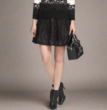 Load image into Gallery viewer, Tory Burch Etta Lace Damask Embroidered A-Line Women's Black Mini Skirt -14