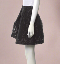 Load image into Gallery viewer, Tory Burch Etta Lace Damask Embroidered A-Line Women's Black Mini Skirt -14
