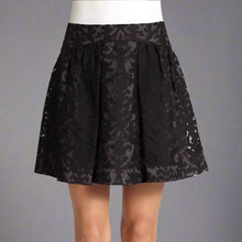 Load image into Gallery viewer, Tory Burch Etta Lace Damask Embroidered A-Line Women's Black Mini Skirt -14