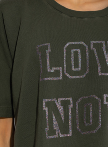 Zadig Voltaire Portland Sweatshirt Top Womens Small Love Now Short Sleeve Green