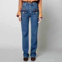 Load image into Gallery viewer, Zadig Voltaire Eyes Jeans Straight Leg Womens High Waist Exposed Button