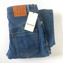 Load image into Gallery viewer, Zadig Voltaire Eyes Jeans Straight Leg Womens High Waist Exposed Button Long