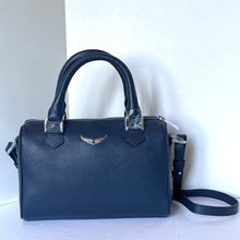 Load image into Gallery viewer, Zadig Voltaire XS Sunny Wings Small Leather Crossbody Bag Blue Top Zip Bowling