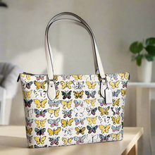 Load image into Gallery viewer, Coach Gallery Tote Butterfly White Signature Canvas CAR36 Shoulder Bag