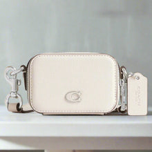 Load image into Gallery viewer, Coach Mini Crossbody Pouch White Crossgrain Leather CP271 Cards Earbuds Case