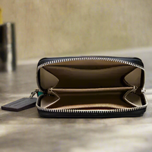 Load image into Gallery viewer, Coach Zip Around Wallet Coachtopia Wavy Stripe Upcrafted Leather CQ865 Green Blue