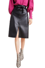 Load image into Gallery viewer, Anthropologie Women’s Bailey 44 Vegan Faux Leather A-Line Belted Black Midi Skirt - Luxe Fashion Finds