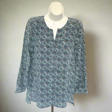 Load image into Gallery viewer, Joie Women's Nepal V-Neck Long Sleeve Blue Floral Silk Top - XS