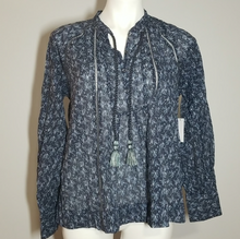 Load image into Gallery viewer, Joie Cotton Cotton Blouse Womens Small Blue V-Neck Long Sleeve Dracha Top