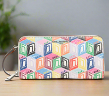 Load image into Gallery viewer, Karl Lagerfeld Maybelle Crossbody Wallet White Logo Zip Around Bag Art Deco