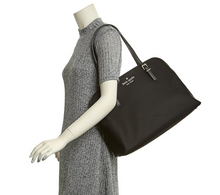 Load image into Gallery viewer, Kate Spade Marybeth Large Work Tote Black Nylon Leather Shoulder Bag Laptop Sleeve