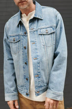 Load image into Gallery viewer, Madewell Denim Jacket Mens Blue Trucker Oversized Faded, Manitoba Wash