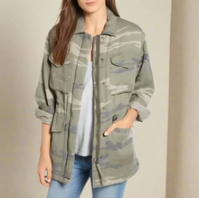 Load image into Gallery viewer, Rails Utility Jacket Womens Medium Camo Drawstring Lined Tencel Linen Pockets