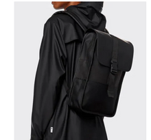 Load image into Gallery viewer, RAINS Buckle Mini Backpack Waterproof Black Laptop Sleeve Vegan Adjustable Unisex
