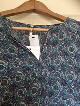 Load image into Gallery viewer, Joie Nepal Long Sleeve Printed Silk Split Neck Blouse Top – Haze Blue - XS - Luxe Fashion Finds