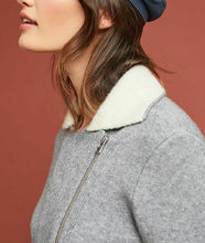 Load image into Gallery viewer, Anthropologie Women's Moto Contrast Collar Grey Sweater Jacket - Small - Luxe Fashion Finds