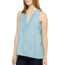 Load image into Gallery viewer, Soft Joie Women's Kerryn Sleeveless Embroidered Chambray Vintage Blue Top -XS - Luxe Fashion Finds