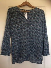 Load image into Gallery viewer, Joie Nepal Long Sleeve Printed Silk Split Neck Blouse Top – Haze Blue - XS - Luxe Fashion Finds