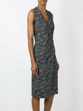Load image into Gallery viewer, Alice + Olivia Carissa V-Neck Faux Wrap Sleeveless Sheath Gray Dress - 10 - Luxe Fashion Finds