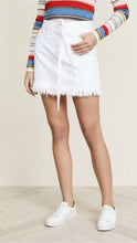 Load image into Gallery viewer, Frame Le High Belted Frayed Fringe Hem White Denim Mini Skirt, Blanc - 28 - Luxe Fashion Finds