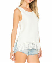 Load image into Gallery viewer, Joie Women's Nariko Sleeveless Cotton Knit  Fringe Hem  Off White Tank Top - XS - Luxe Fashion Finds