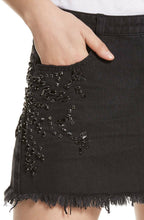 Load image into Gallery viewer, Free People Shine Bright Shine Far Crystal Beaded Black Denim Mini Skirt - Luxe Fashion Finds
