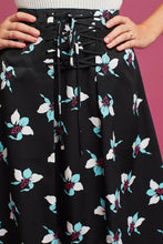 Load image into Gallery viewer, Anthropologie Women's Maeve Lace-Up Floral Print A Line Black Midi Skirt - 4 - Luxe Fashion Finds