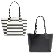 Load image into Gallery viewer, Kate Spade Jones Street Reversible Small Posey Leather Striped Open Top Tote Bag - Luxe Fashion Finds