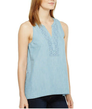 Load image into Gallery viewer, Soft Joie Women's Kerryn Sleeveless Embroidered Chambray Vintage Blue Top -XS - Luxe Fashion Finds