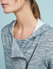 Load image into Gallery viewer, Anthropologie Women's Moto Crop Hoodie Blue Cotton Tweed Cardigan Jacket  XS - Luxe Fashion Finds