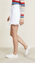 Load image into Gallery viewer, Frame Le High Belted Frayed Fringe Hem White Denim Mini Skirt, Blanc - 28 - Luxe Fashion Finds