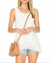 Load image into Gallery viewer, Joie Women's Nariko Sleeveless Cotton Knit  Fringe Hem  Off White Tank Top - XS - Luxe Fashion Finds