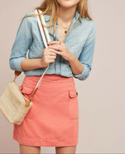 Load image into Gallery viewer, Anthropologie Women's Cotton Linen Flap Pocket Utility Pink Denim Mini Skirt - Luxe Fashion Finds