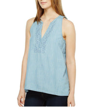 Load image into Gallery viewer, Soft Joie Women's Kerryn Sleeveless Embroidered Chambray Vintage Blue Top -XS - Luxe Fashion Finds
