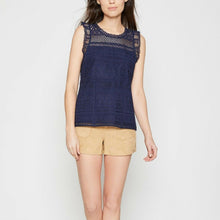 Load image into Gallery viewer, Joie Women's Lupe Lace Ruffle Sleeveless Blue Cotton Dark Blue Tank Top – Large - Luxe Fashion Finds