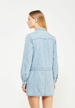 Load image into Gallery viewer, Juicy Couture Chambray Embroidered Cotton Mini Shirt Dress Mojave Wash - Small - Luxe Fashion Finds