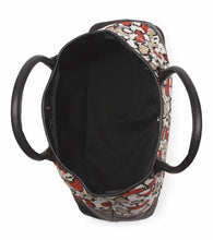 Load image into Gallery viewer, Laura Dimaggio Red Foral Print Canvas Leather Large Beige Tote Shoulder Bag - Luxe Fashion Finds