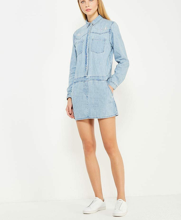 juicy couture denim dress Juicy Couture Womens Soft Woven Chambray Embroidered Dress