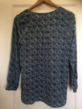Load image into Gallery viewer, Joie Nepal Long Sleeve Printed Silk Split Neck Blouse Top – Haze Blue - XS - Luxe Fashion Finds