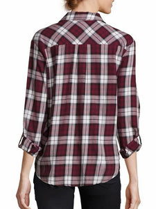 Soft Joie Women's Lilya Plaid Button Up Cotton Shirt, Garnet Red Check - Medium. - Luxe Fashion Finds