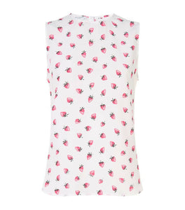 Equipment Lyle Sleeveless White Berry Print 100% Silk Tank Top Blouse – XS - Luxe Fashion Finds